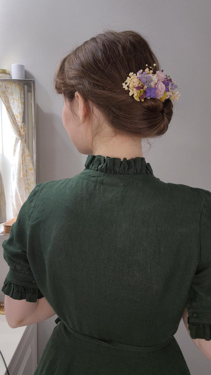 Lavender Meadow Hair Comb – Lilac Bridal Headpiece, Purple Wedding Hair Accessory – handmade floral hair accessory by magaela