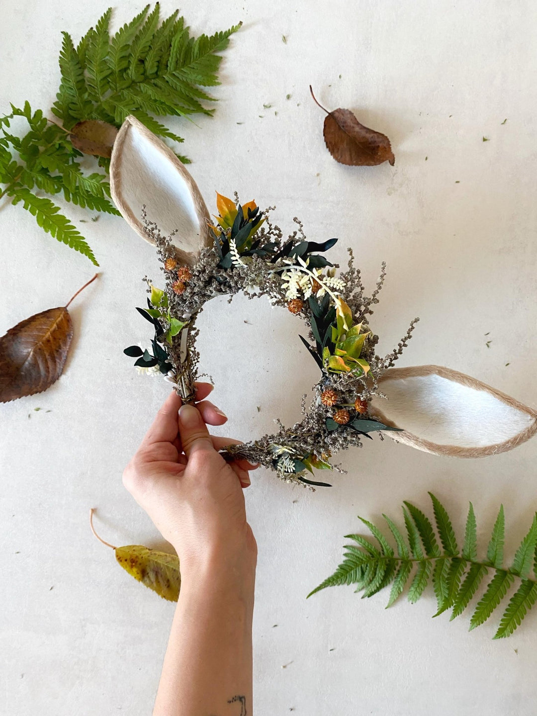 Woodland Deer Ears Headpiece: Fairytale Flower Crown, Cosplay Costume – handmade floral hair accessory by magaela