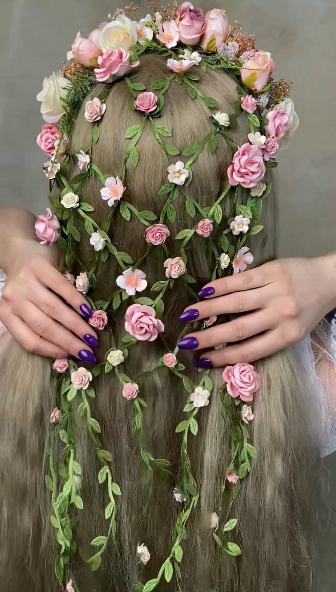 Blush Flower Bridal Headband: Renaissance Wedding Veil Headpiece – handmade floral hair accessory by magaela