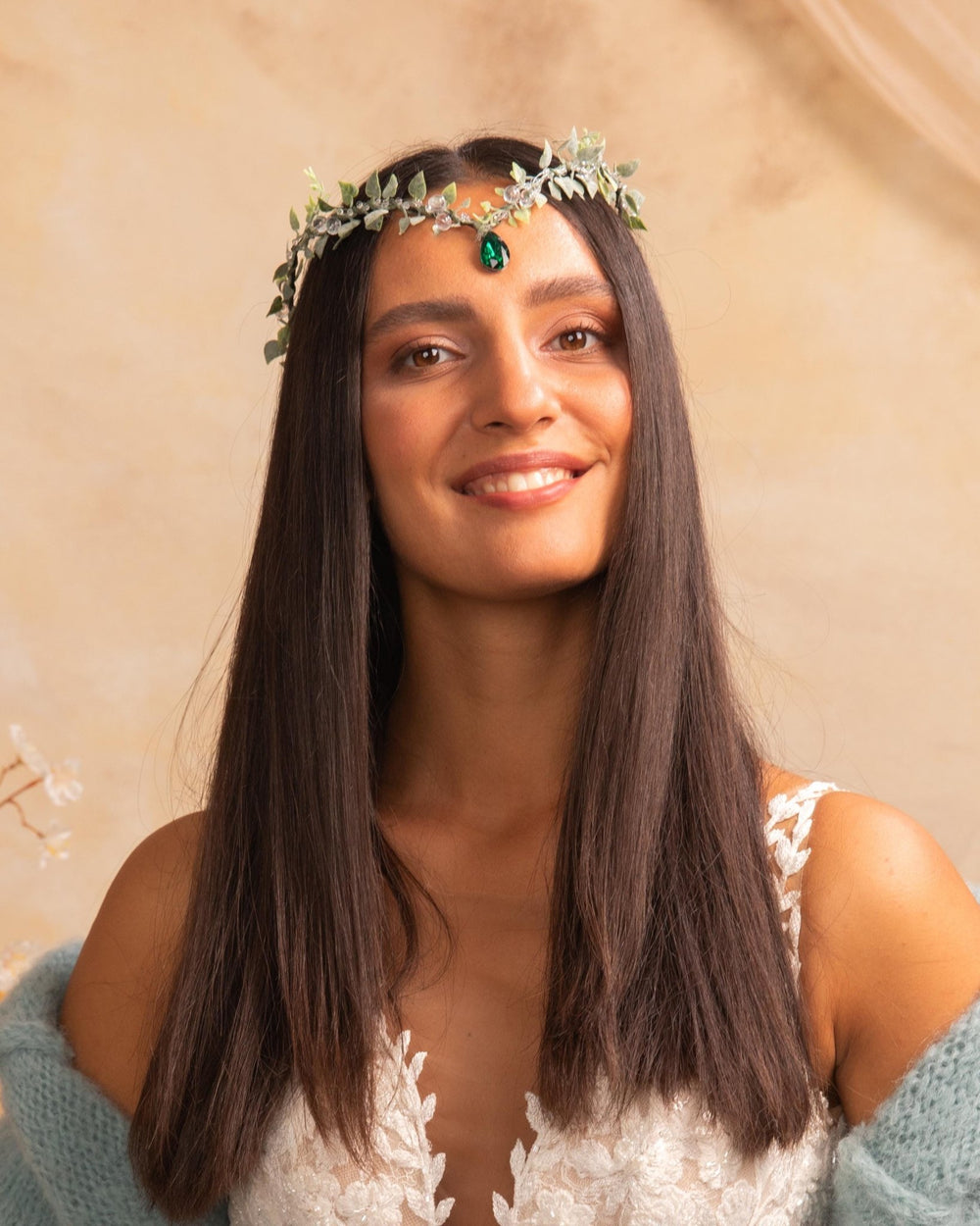 Greenery Elf Wedding Tiara – Fairytale Bridal Headpiece, Fantasy Elven Crown – handmade floral hair accessory by magaela