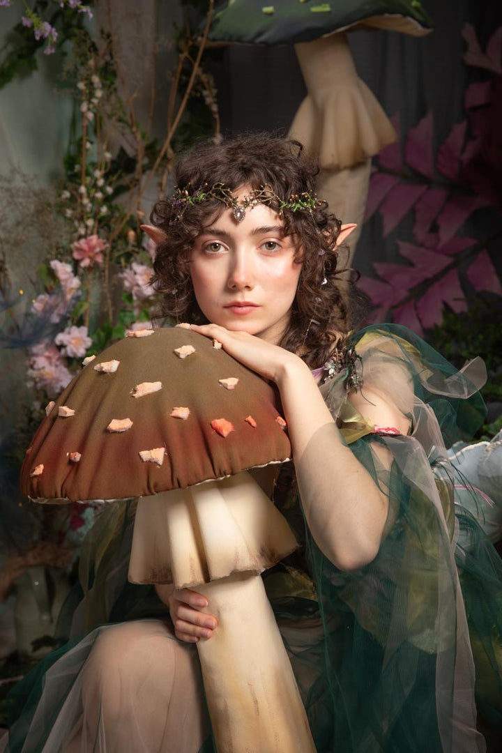 Woodland Wedding Tiara – Green Gold Elven Crown – handmade floral hair accessory by magaela