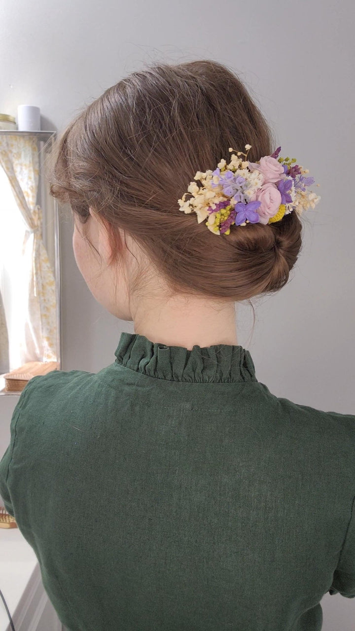 Lavender Meadow Hair Comb – Lilac Bridal Headpiece, Purple Wedding Hair Accessory – handmade floral hair accessory by magaela