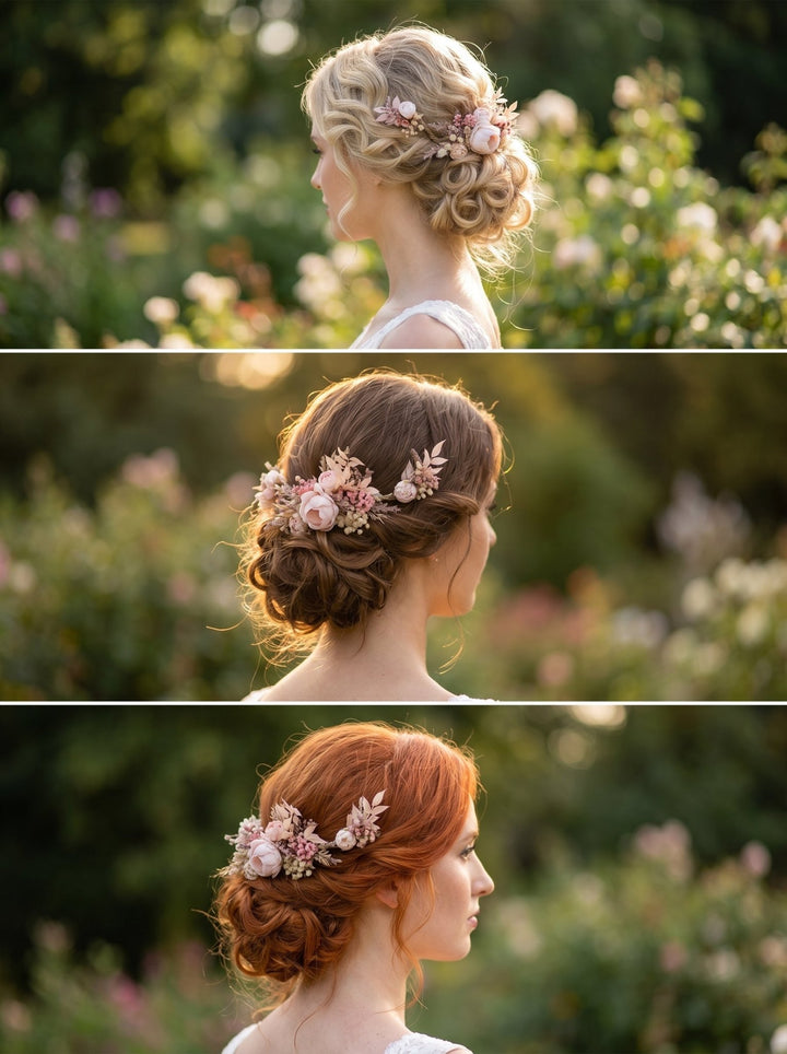 Romantic Floral Hair Comb - Jeanne Dordian Collection – handmade floral hair accessory by magaela