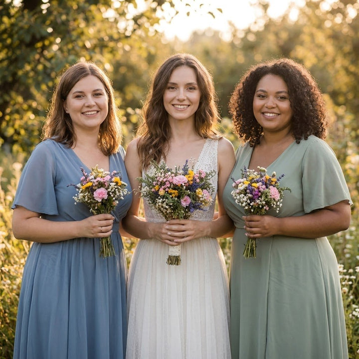 Wildflower Bridal Bouquet: Summer Meadow Wedding, Cottagecore Style – handmade floral hair accessory by magaela