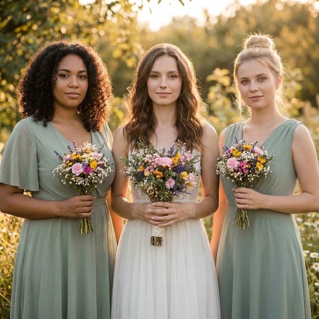 Wildflower Bridal Bouquet: Summer Meadow Wedding, Cottagecore Style – handmade floral hair accessory by magaela