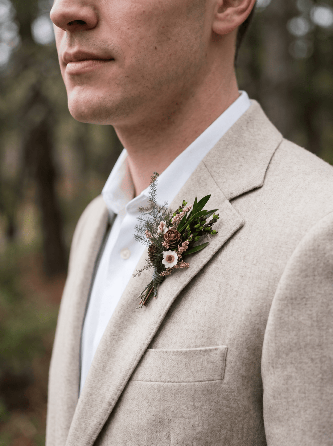 Woodland Groom Boutonniere: Natural Pine Cone Corsage – handmade floral hair accessory by magaela