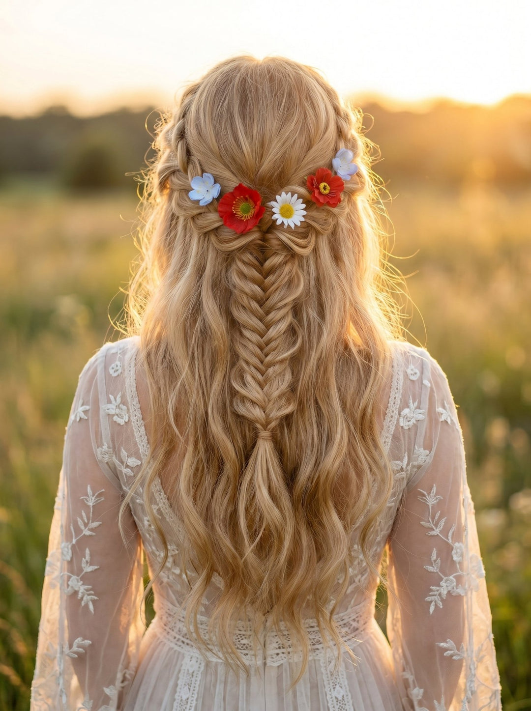 Meadow Flower Hairpins: Poppy and Wildflower Bridal Hair Accessories – handmade floral hair accessory by magaela