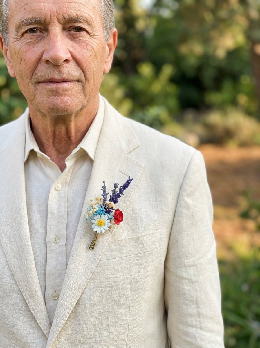 Meadow Flower Boutonniere: Folk Wedding Groom Corsage – handmade floral hair accessory by magaela