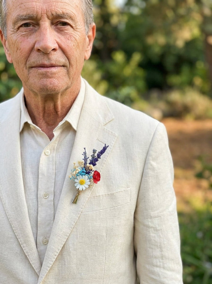 Meadow Flower Boutonniere: Folk Wedding Groom Corsage – handmade floral hair accessory by magaela