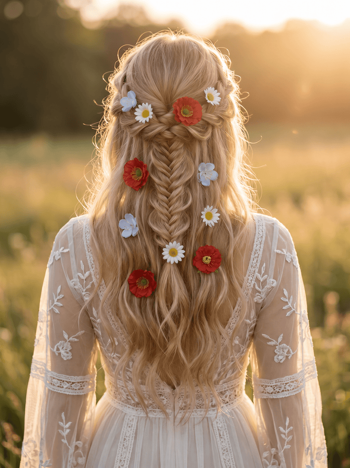 Meadow Flower Hairpins: Poppy and Wildflower Bridal Hair Accessories – handmade floral hair accessory by magaela
