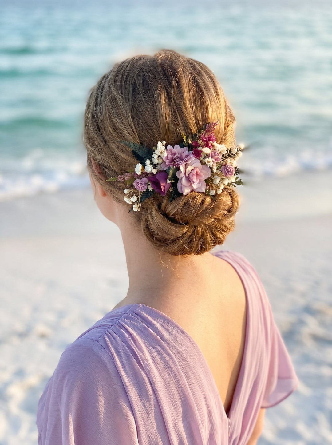 Purple Flower Hair Comb: Romantic Bridal Hair Accessories – handmade floral hair accessory by magaela