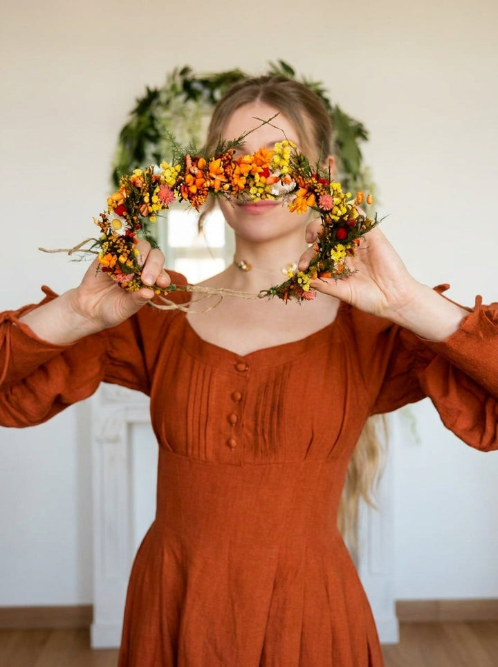 Dried Flower Bridal Wreath: Meadow Wedding Hair Crown | Jeanne Collection