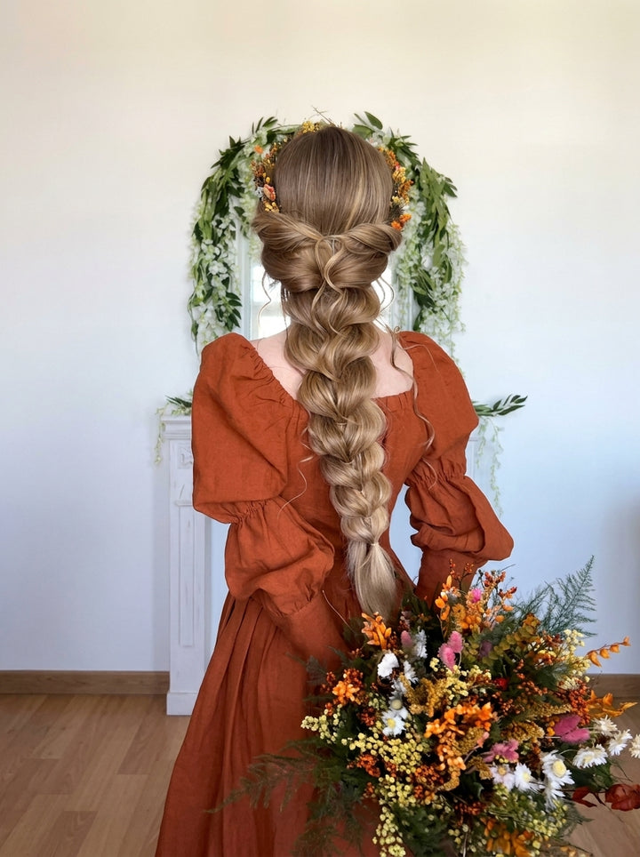 Dried Flower Bridal Wreath: Meadow Wedding Hair Crown | Jeanne Collection