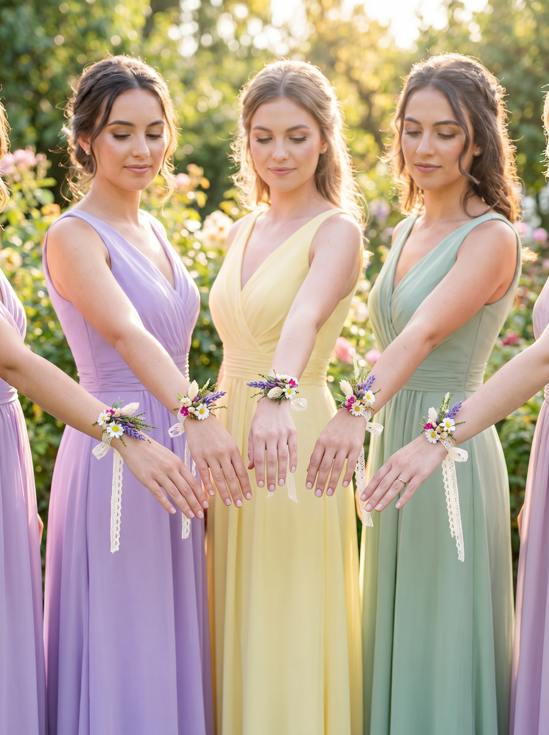 Lavender Daisy Flower Bracelet: Boho Bridal Jewelry – handmade floral hair accessory by magaela