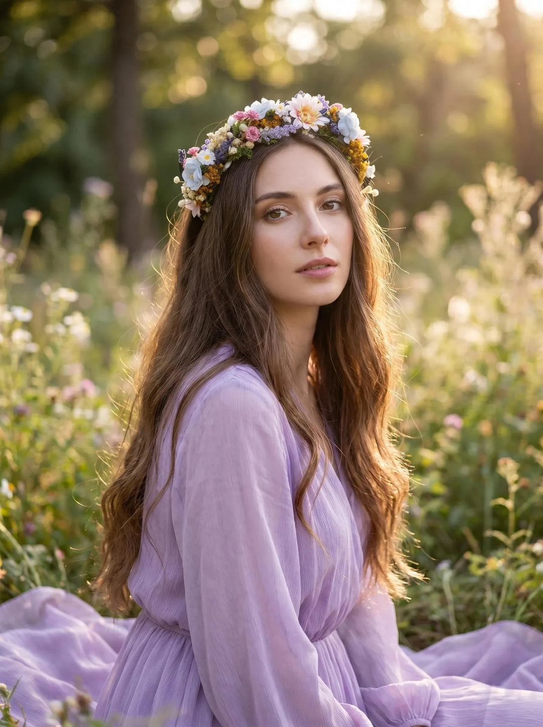 Lavender Bridal Flower Headband: Meadow Wedding Hair headband – handmade floral hair accessory by magaela