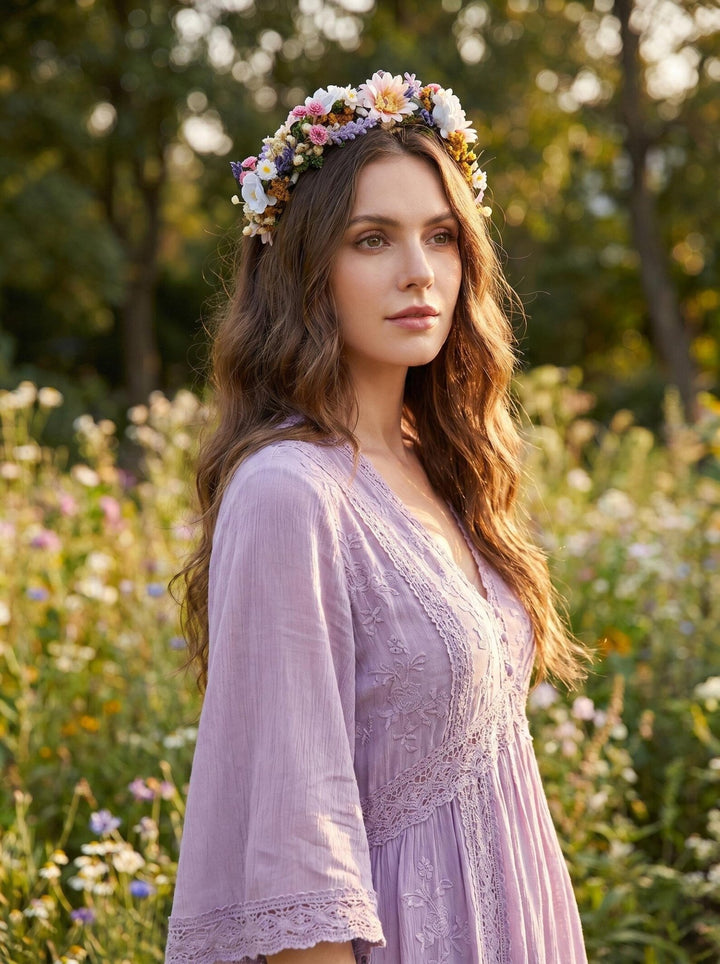 Lavender Bridal Flower Headband: Meadow Wedding Hair headband – handmade floral hair accessory by magaela