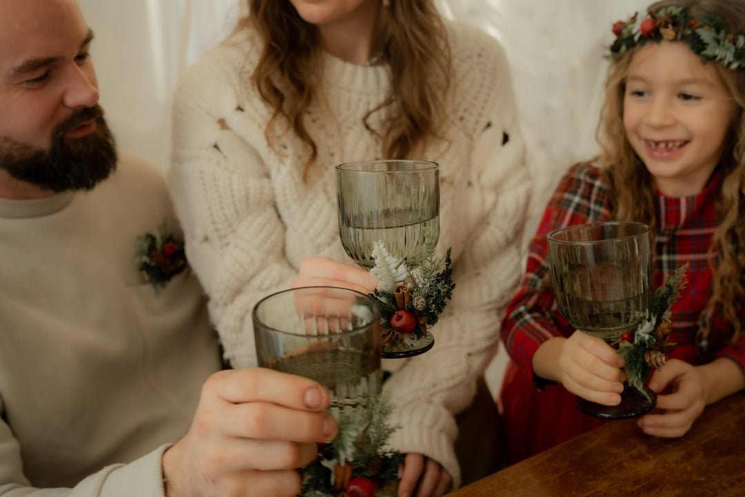 Christmas glass decorations: accessory for festive table setting – handmade floral hair accessory by magaela