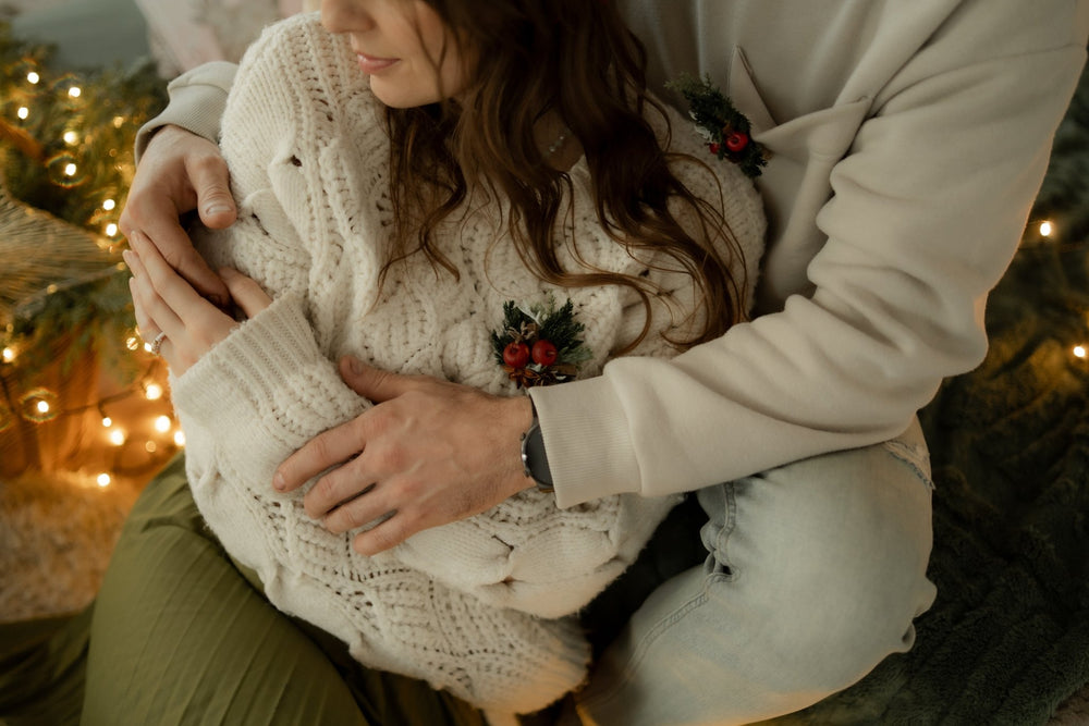 Christmas woodladn brooch with red apple: Winter Coat Pin – handmade floral hair accessory by magaela