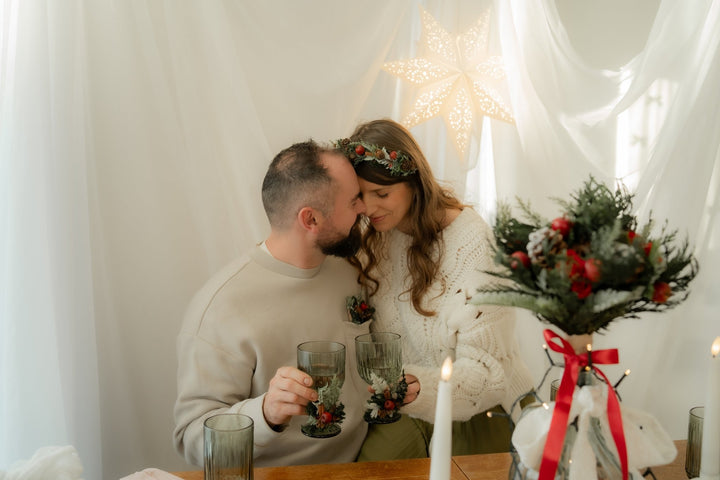 Christmas glass decorations: accessory for festive table setting – handmade floral hair accessory by magaela