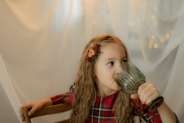 Gingerbread heart Christmas Hair Clip with berries : Holiday Accessory – handmade floral hair accessory by magaela
