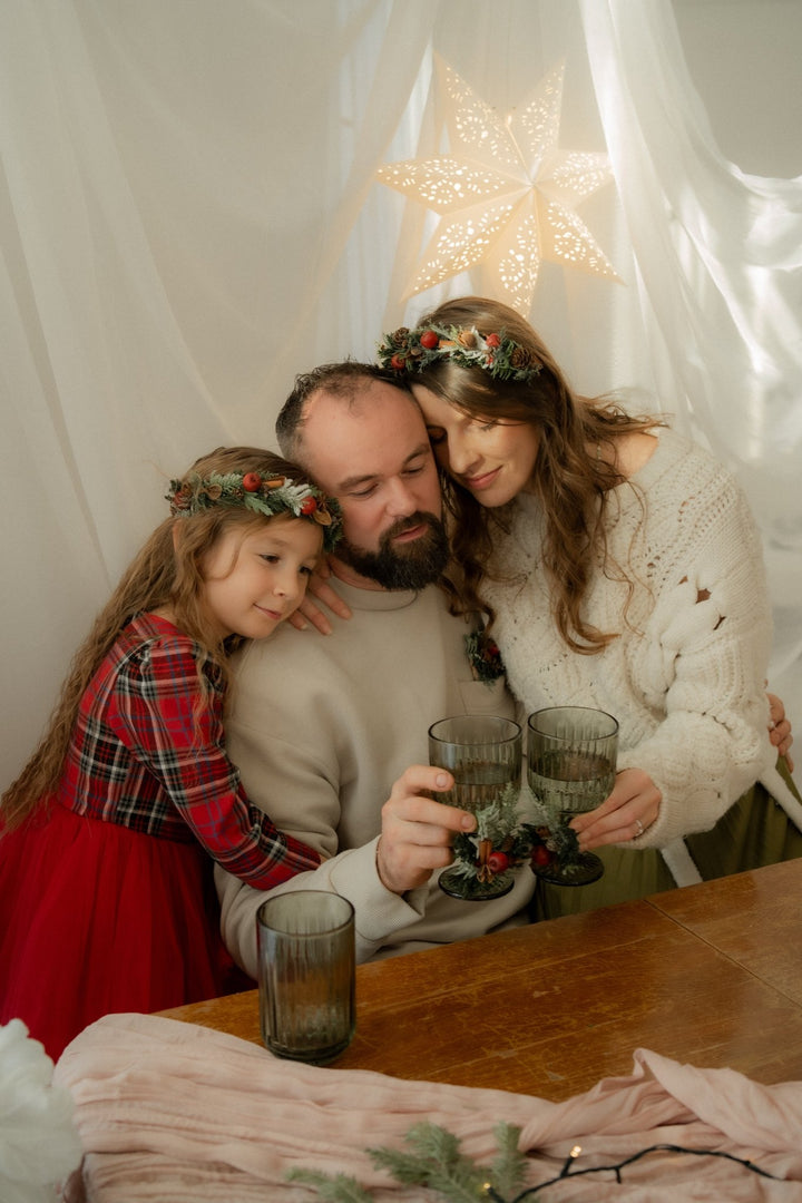 Christmas glass decorations: accessory for festive table setting – handmade floral hair accessory by magaela