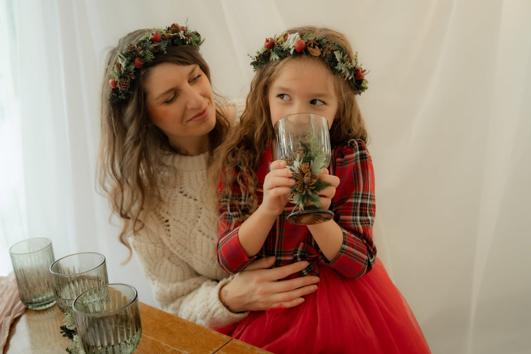 Christmas glass decorations: accessory for festive table setting – handmade floral hair accessory by magaela