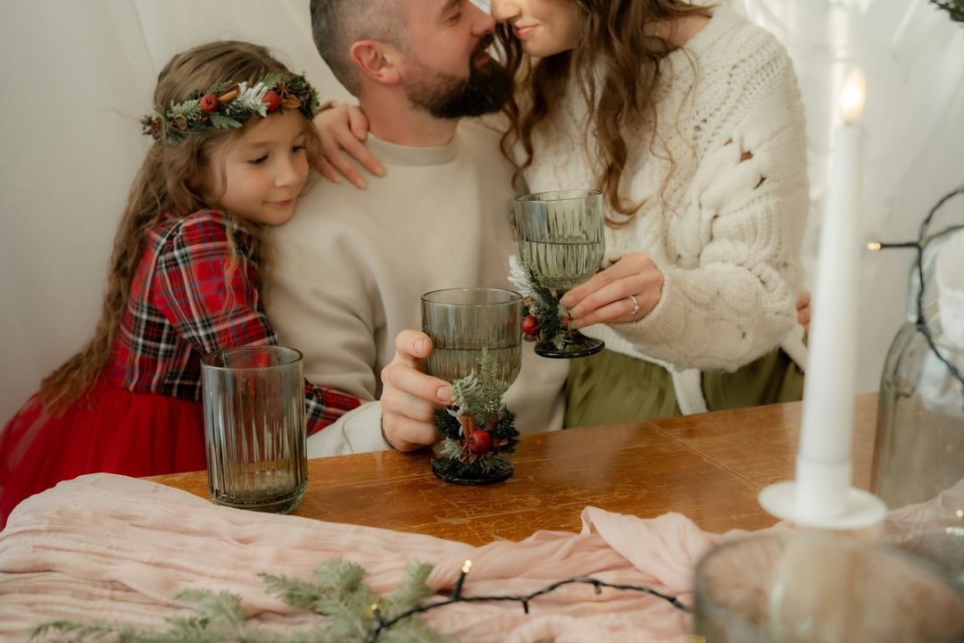 Christmas glass decorations: accessory for festive table setting – handmade floral hair accessory by magaela
