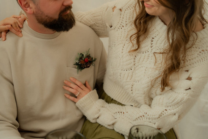 Christmas Pocket Boutonniere with red apple: Woodland Wedding Groom Corsage – handmade floral hair accessory by magaela