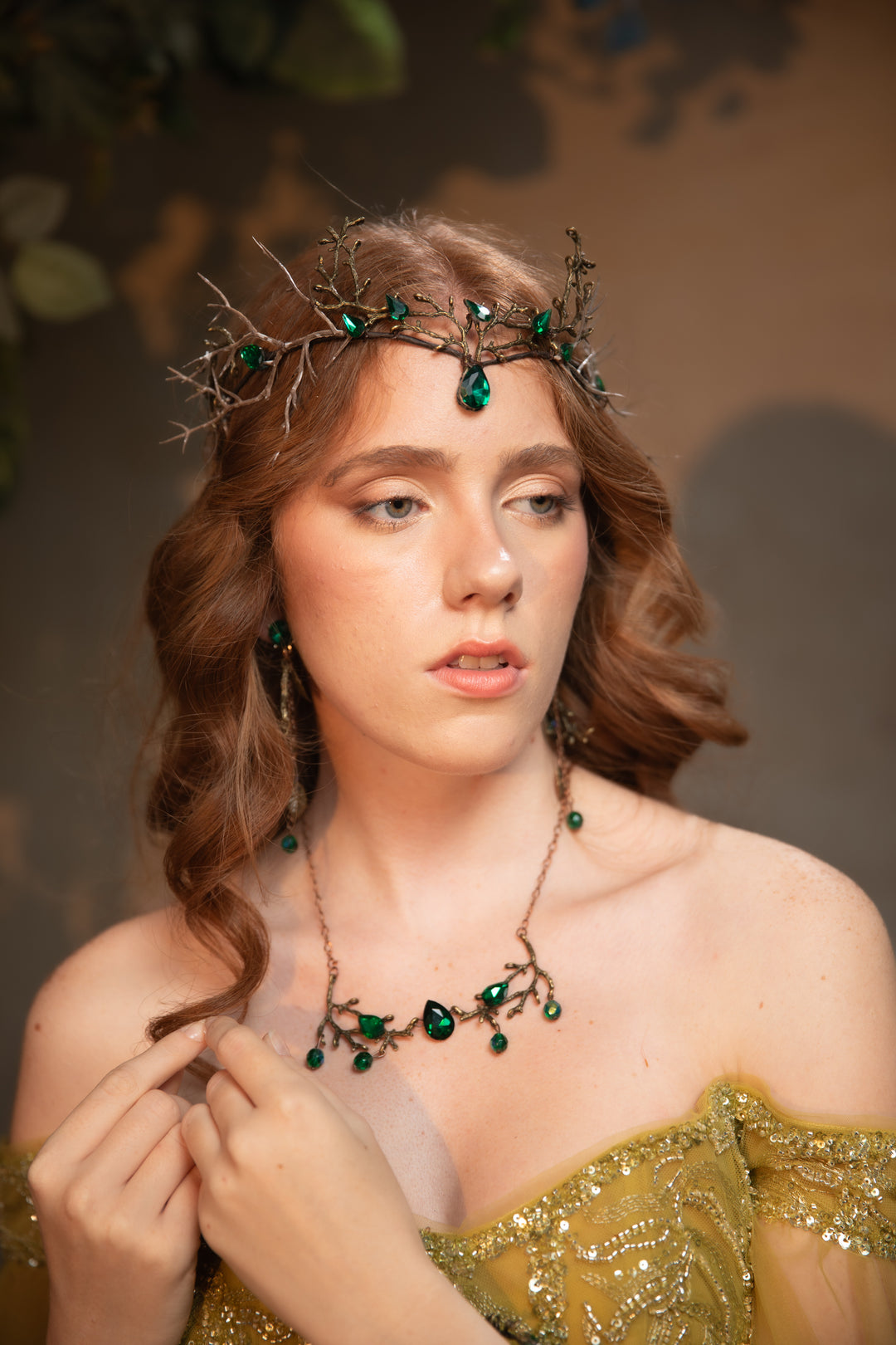 Emerald Green Fairy Tiara - Woodland Bridal & Fantasy Crown
