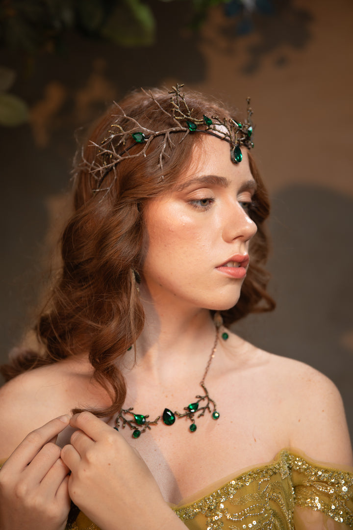 Emerald Green Fairy Tiara - Woodland Bridal & Fantasy Crown
