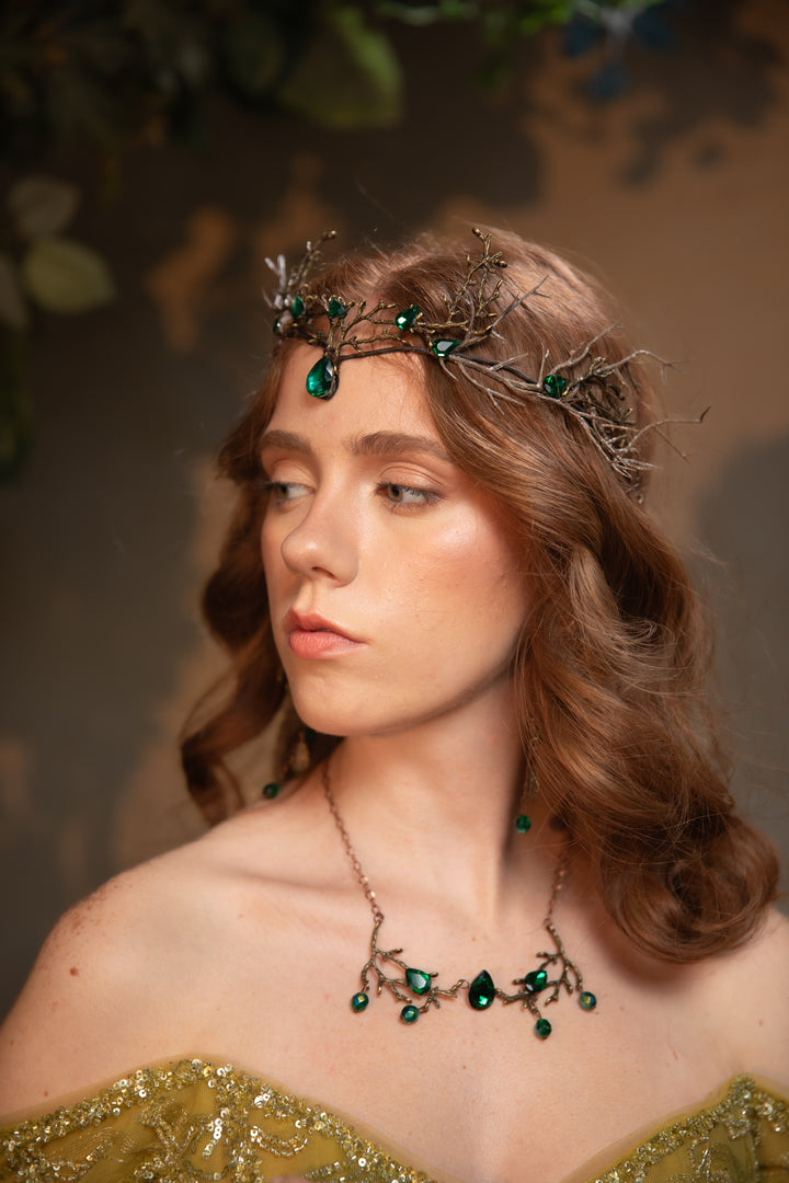 Emerald Green Fairy Tiara - Woodland Bridal & Fantasy Crown