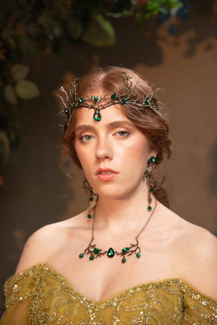 Emerald Green Fairy Tiara - Woodland Bridal & Fantasy Crown