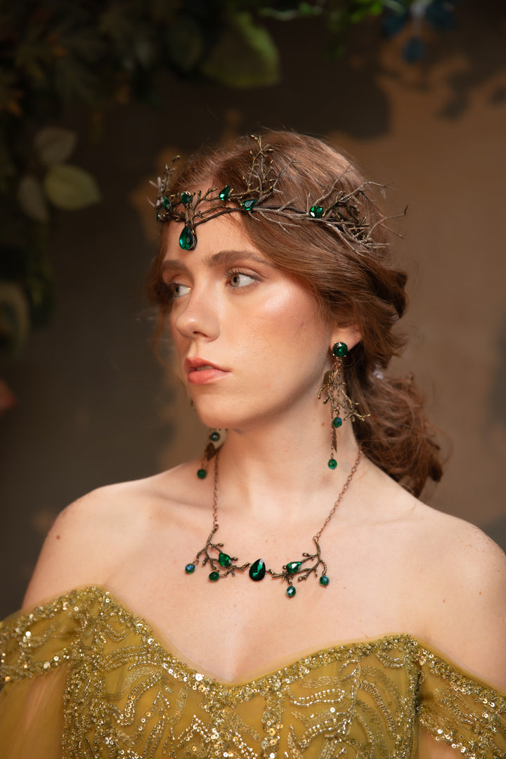 Emerald Green Fairy Tiara - Woodland Bridal & Fantasy Crown