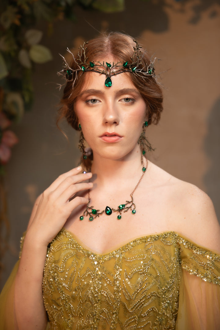 Emerald Green Fairy Tiara - Woodland Bridal & Fantasy Crown