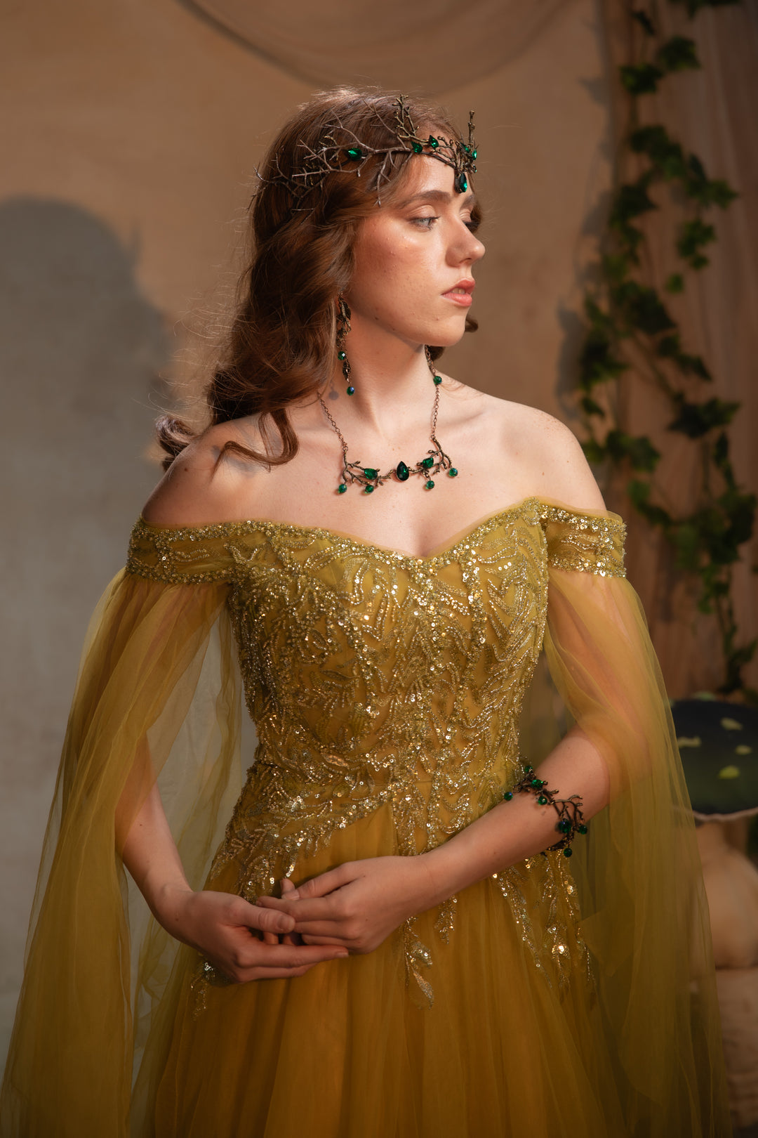 Emerald Green Fairy Tiara - Woodland Bridal & Fantasy Crown