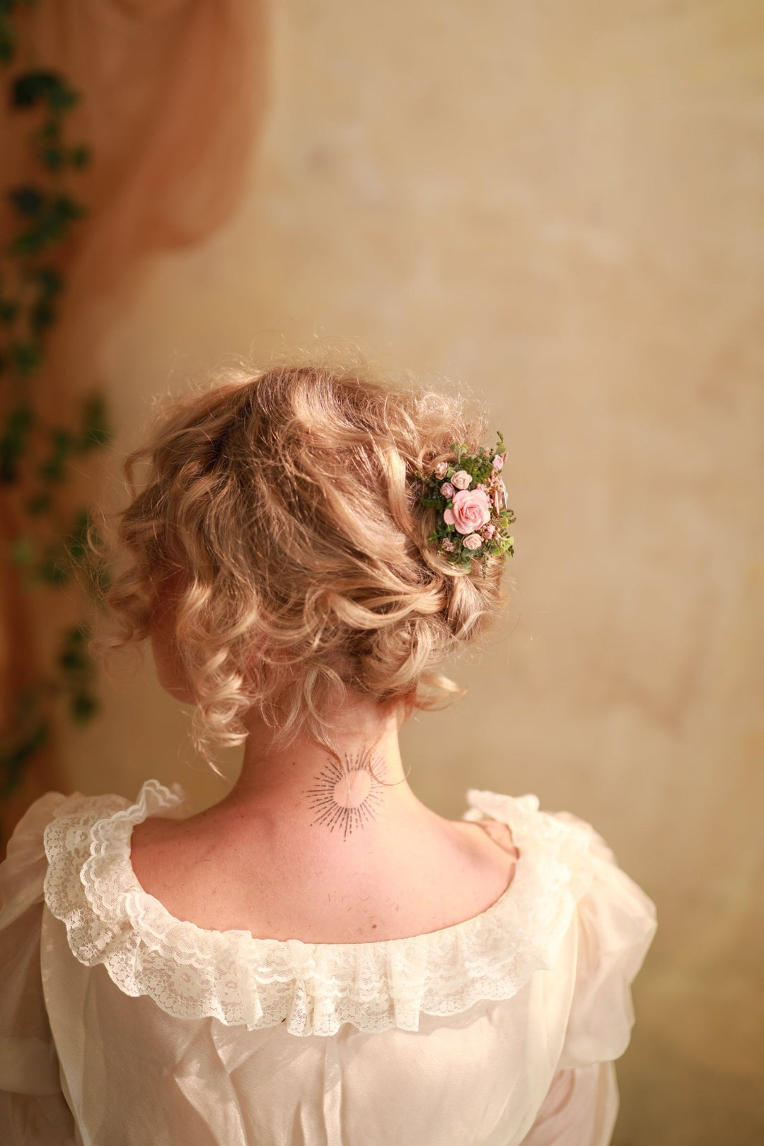 Romantic hair claw clip - dusty pink roses and greenery hair clip – handmade floral hair accessory by magaela