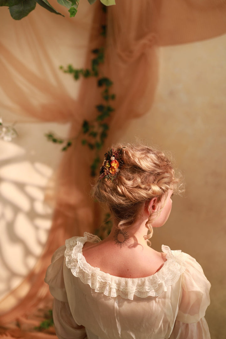 Terracotta hair claw clip - floral hair accessory for everyday wear – handmade floral hair accessory by magaela