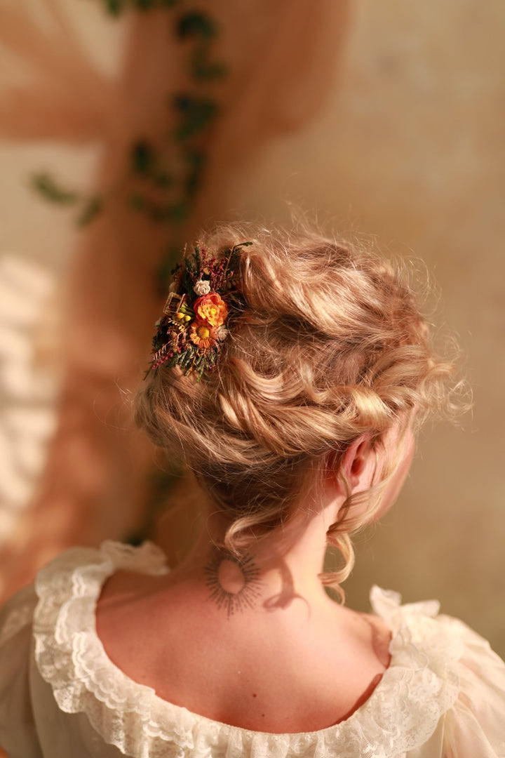 Terracotta hair claw clip - floral hair accessory for everyday wear – handmade floral hair accessory by magaela