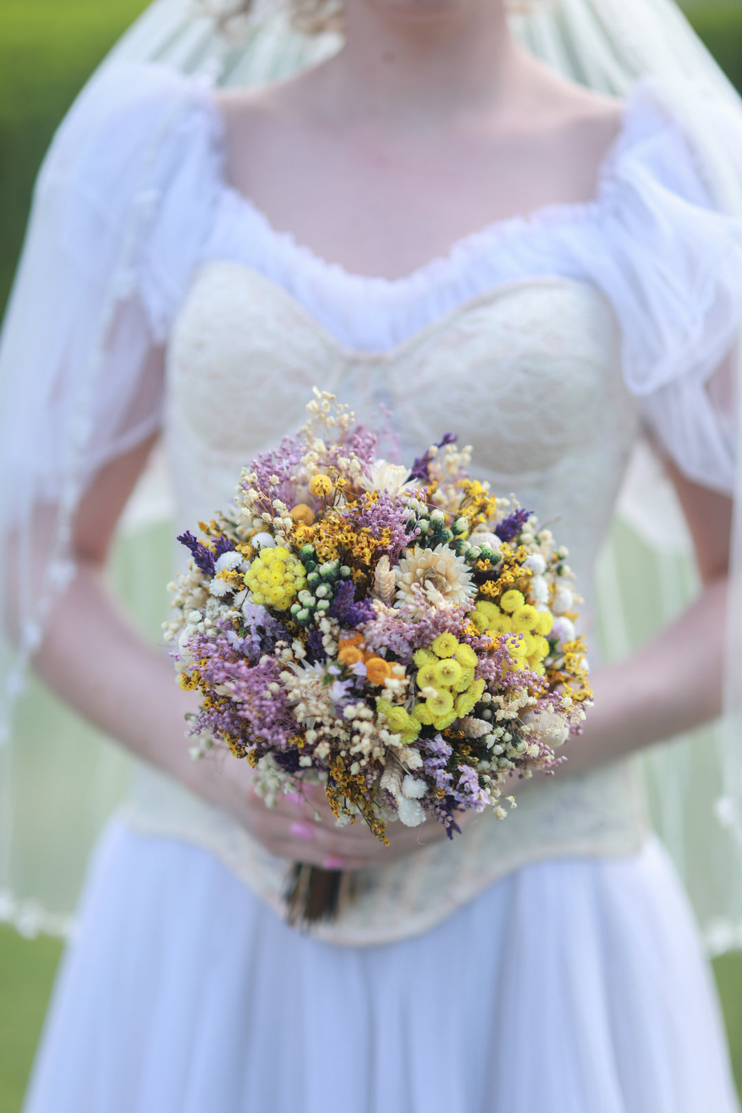 Dried Flower Bridal Bouquet - Colorful Wildflower Wedding Bouquet