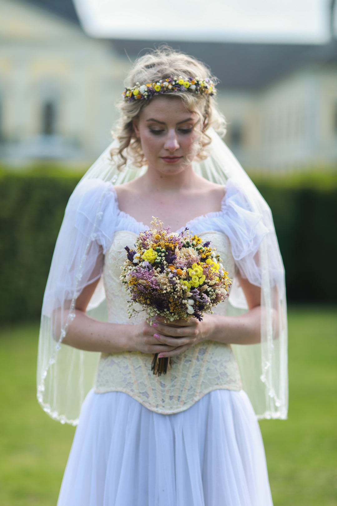 Dried Flower Bridal Bouquet - Colorful Wildflower Wedding Bouquet