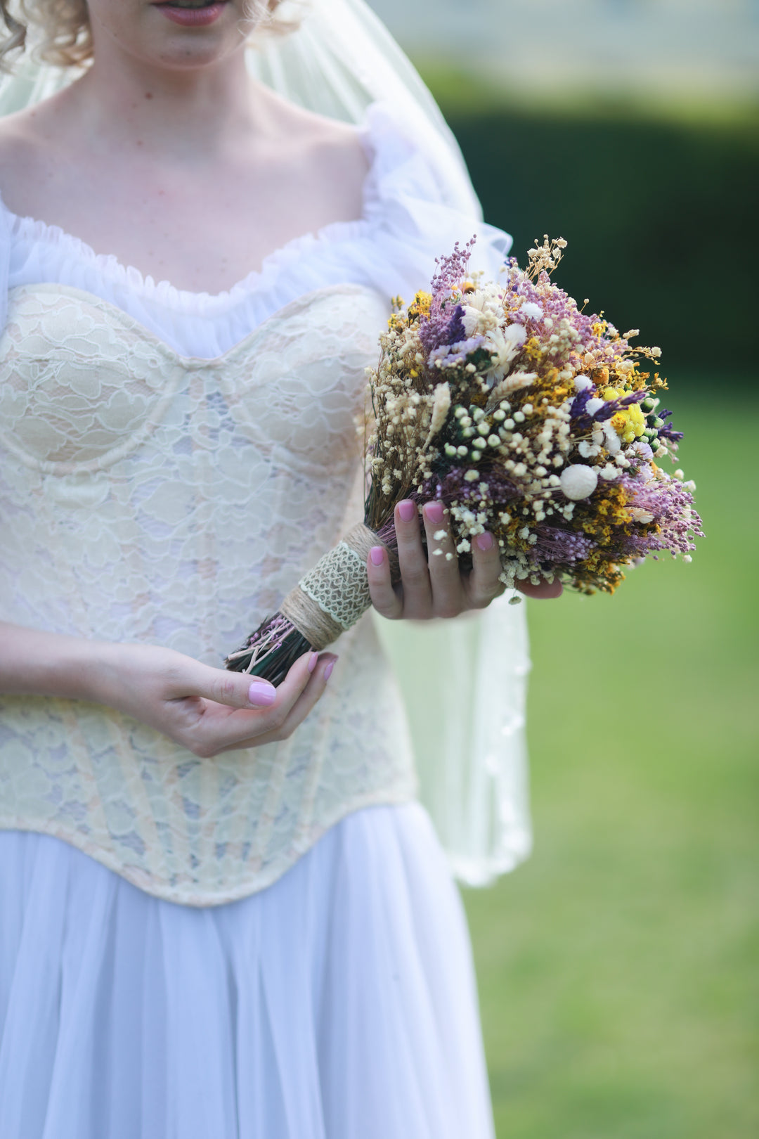 Dried Flower Bridal Bouquet - Colorful Wildflower Wedding Bouquet