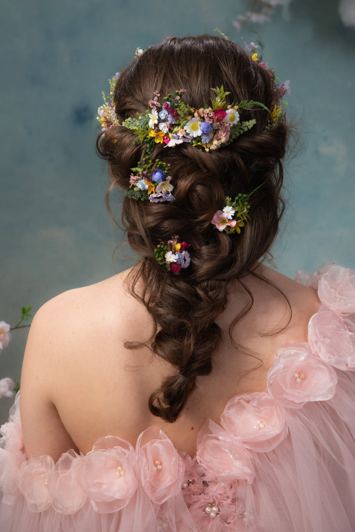 Wildflowers Flower Hair Comb – Romantic Boho Bridal Hair Piece – handmade floral hair accessory by magaela