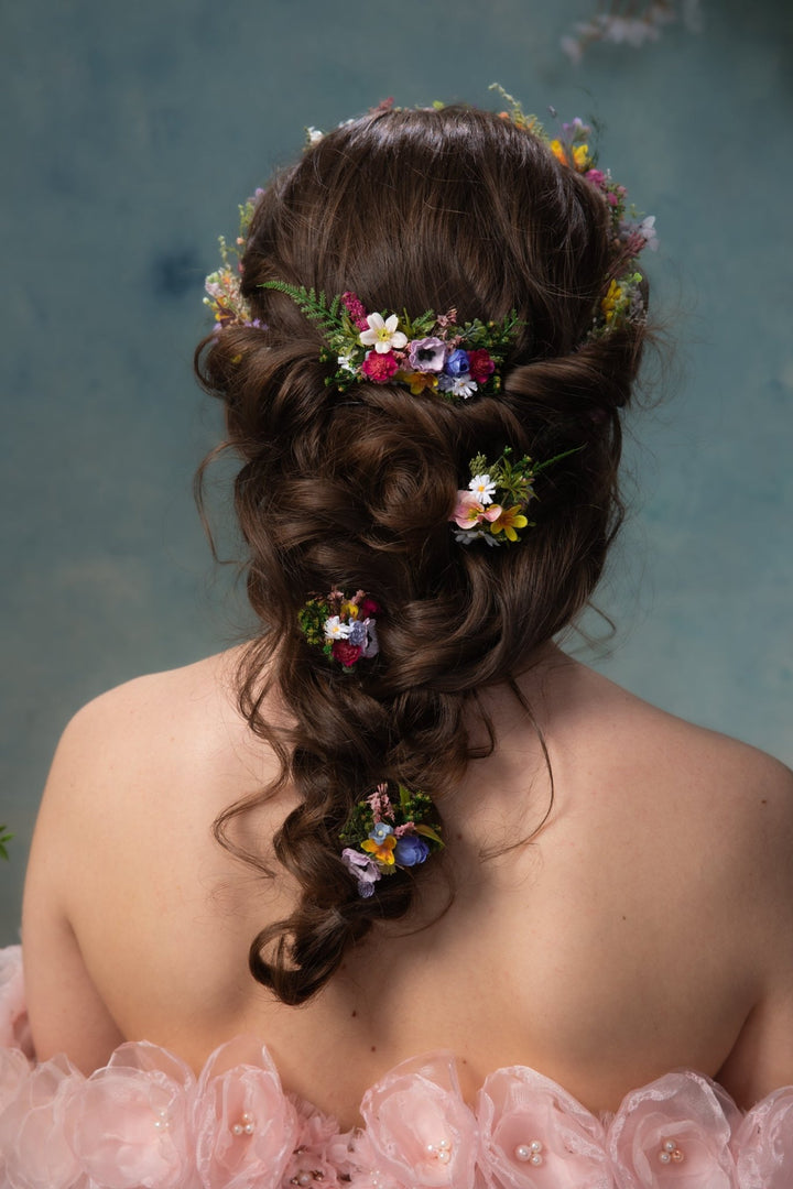 Wildflowers Flower Hair Comb – Romantic Boho Bridal Hair Piece – handmade floral hair accessory by magaela