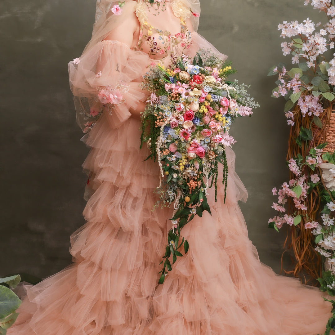 Cascading Wildflower Bridal Bouquet - Bridgerton Inspired – handmade floral hair accessory by magaela