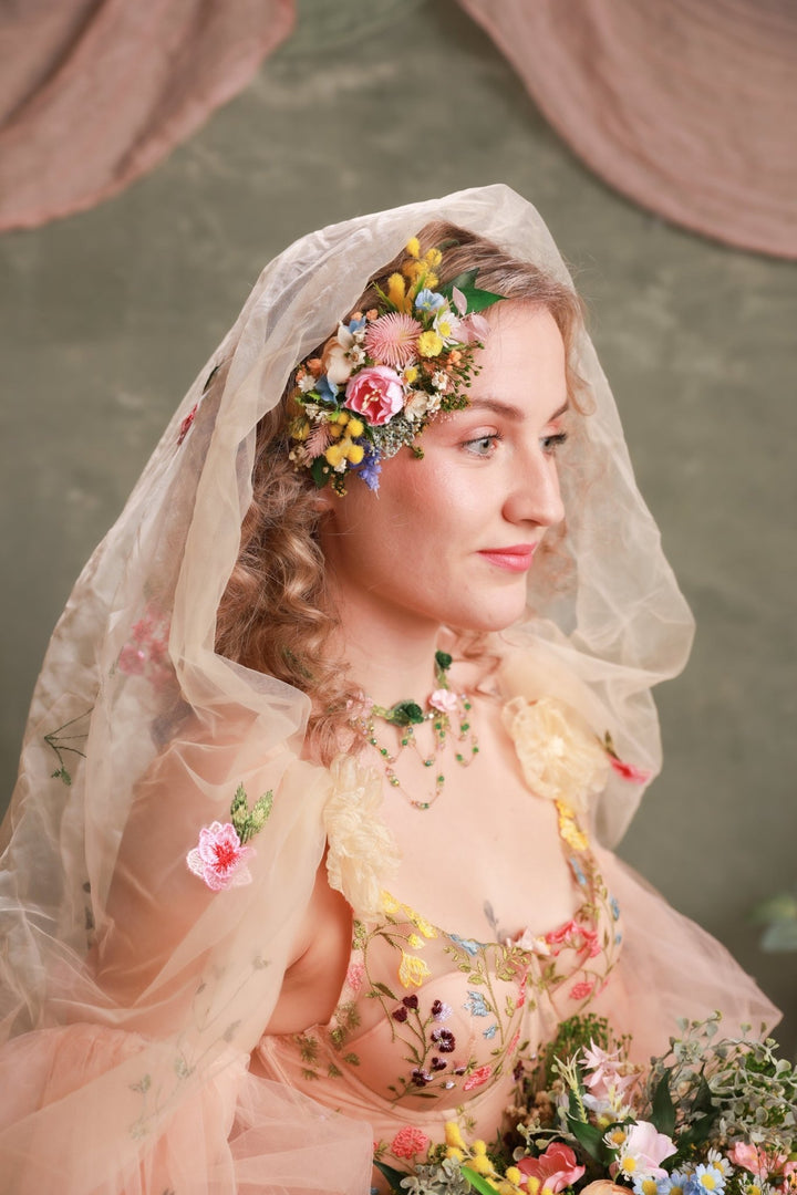 Wildflower Bridal Hair Comb – Vintage Bridgerton Inspired Wedding Hair Accessory – handmade floral hair accessory by magaela