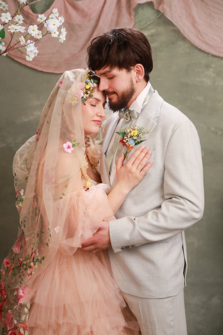 Wildflower Groom Boutonniere – Vintage Bridgerton Inspired Wedding Flower – handmade floral hair accessory by magaela