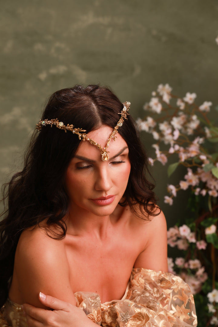 Gold Crystal Bridal Tiara - Enchanted Fairy Crown