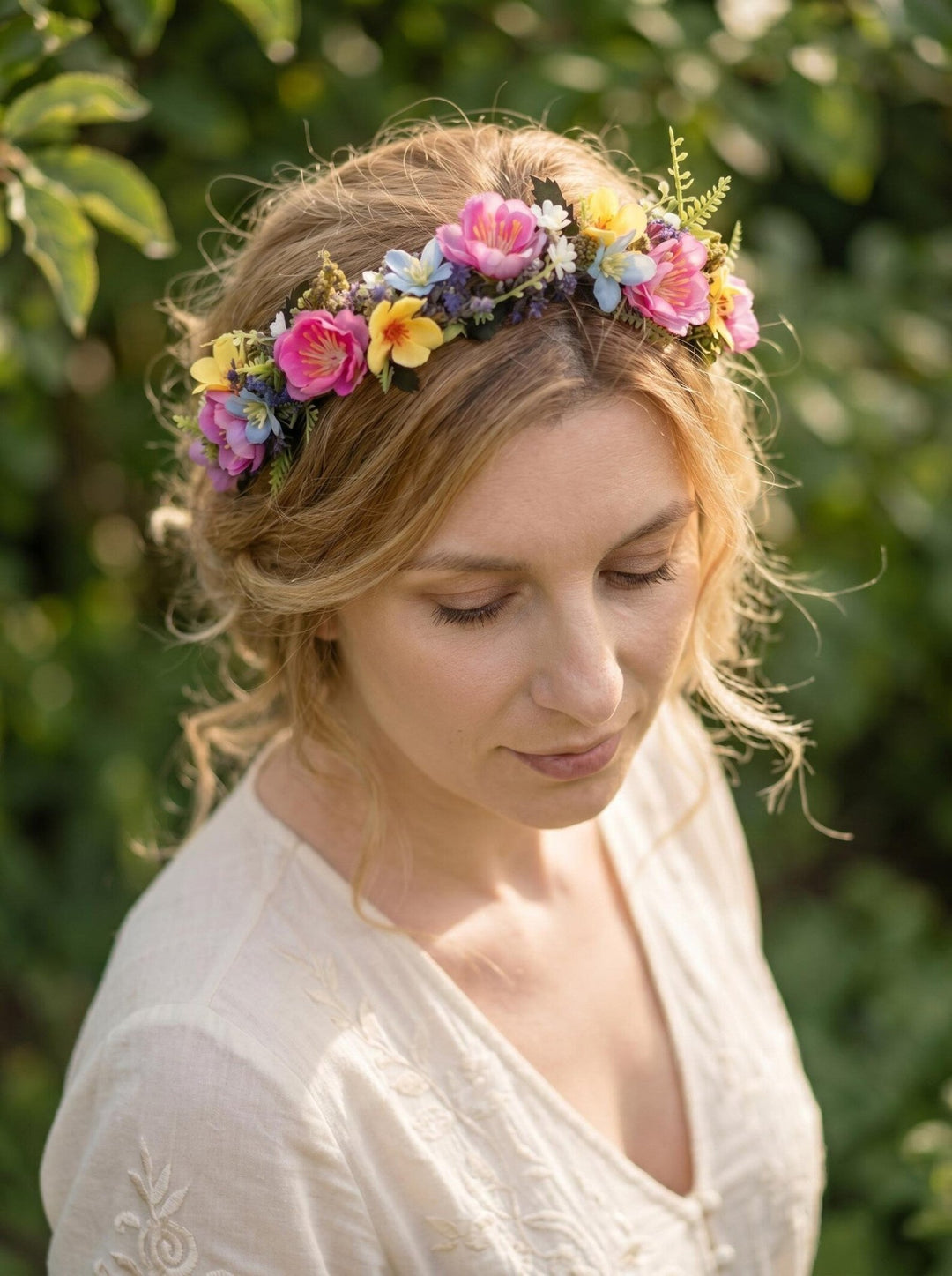 Magenta Flower Headband: Summer Wedding Bridal Headpiece – handmade floral hair accessory by magaela