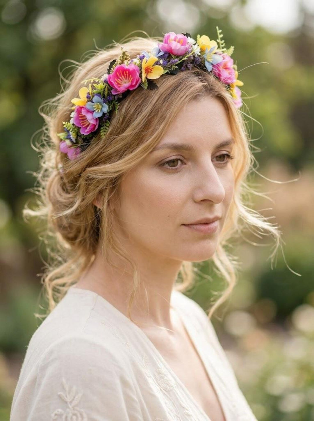 Magenta Flower Headband: Summer Wedding Bridal Headpiece – handmade floral hair accessory by magaela