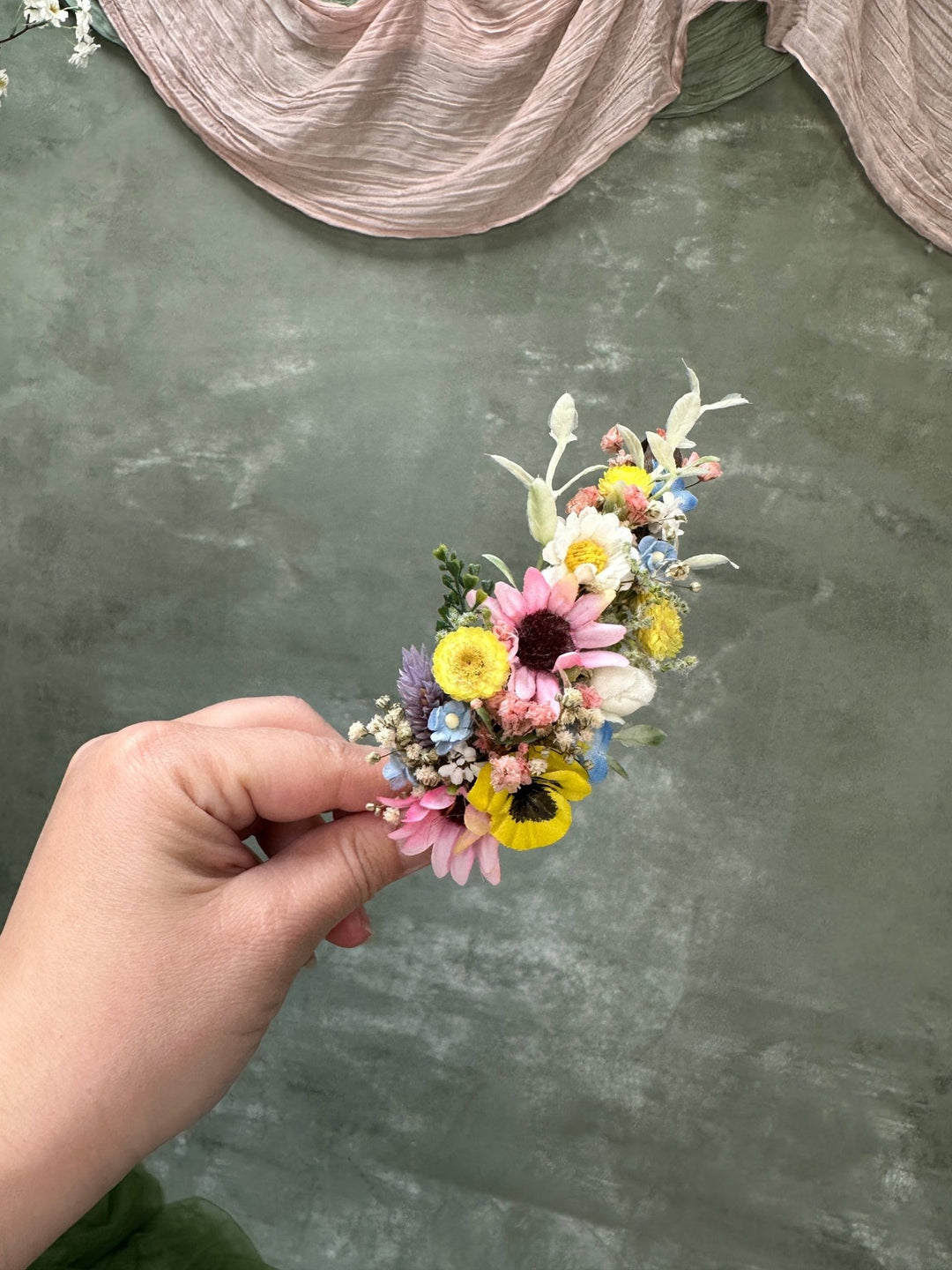 Wildflower Side Headband with Colorful Flowers for Kids and Adults – handmade floral hair accessory by magaela